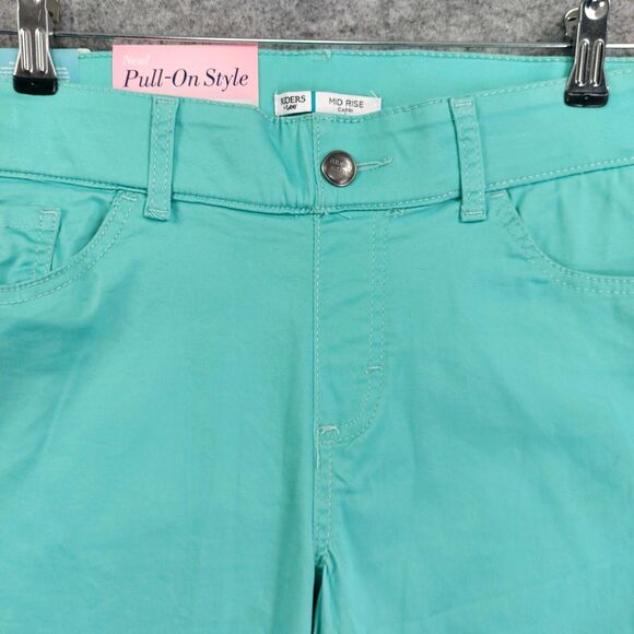 Lee Rider Capri Sz 12M Mid Rise Sea Green Slimming Pull On Casual Cottagecore - Picture 9 of 9